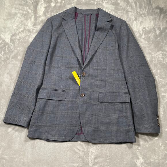 Bonobos Sport Coat Mens 40R Grey Plaid Wool Suit Jacket Slim Fit Business New - Picture 1 of 11